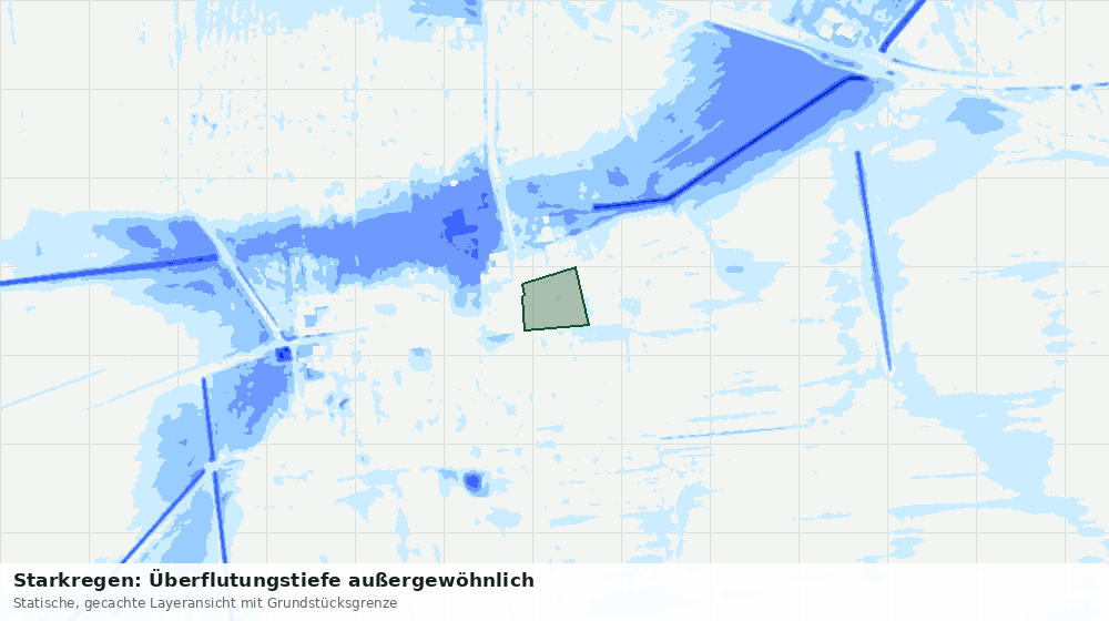 Statische Kartenansicht: Starkregen: Überflutungstiefe außergewöhnlich