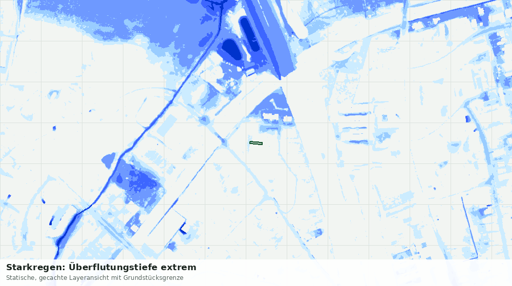 Statische Kartenansicht: Starkregen: Überflutungstiefe extrem