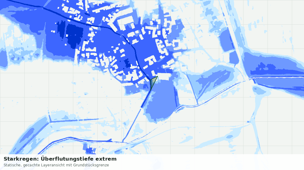 Statische Kartenansicht: Starkregen: Überflutungstiefe extrem