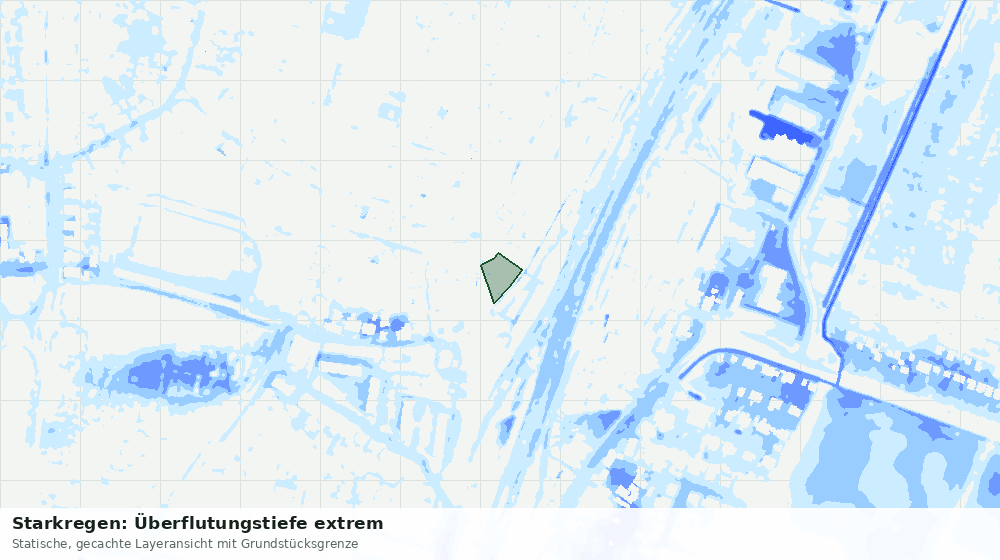 Statische Kartenansicht: Starkregen: Überflutungstiefe extrem