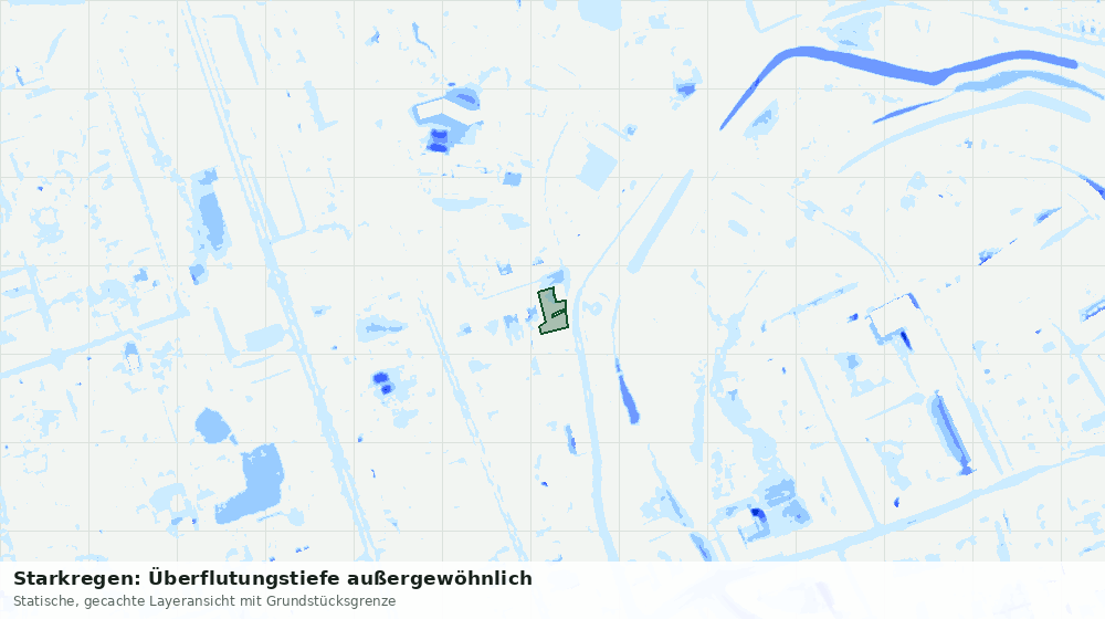 Statische Kartenansicht: Starkregen: Überflutungstiefe außergewöhnlich