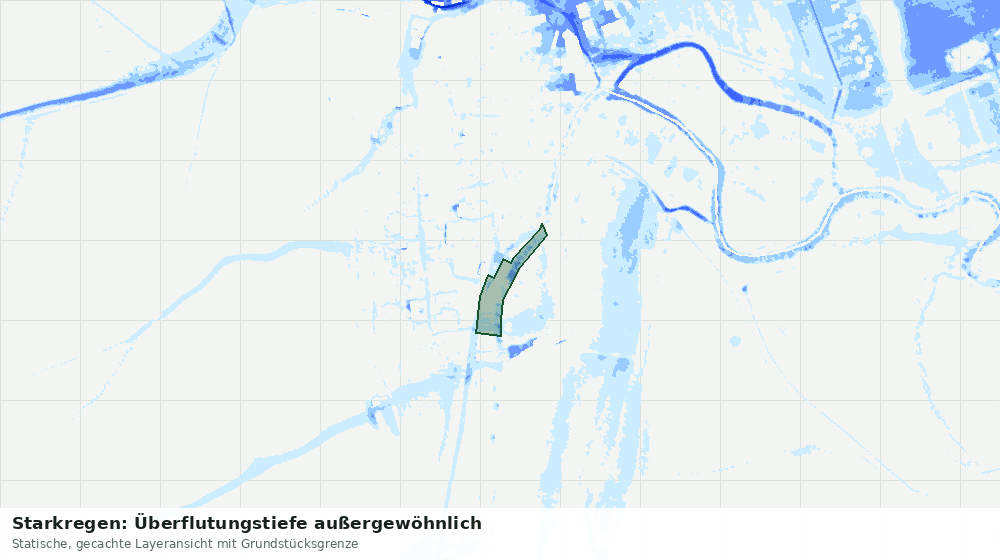 Statische Kartenansicht: Starkregen: Überflutungstiefe außergewöhnlich