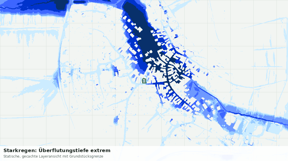 Statische Kartenansicht: Starkregen: Überflutungstiefe extrem