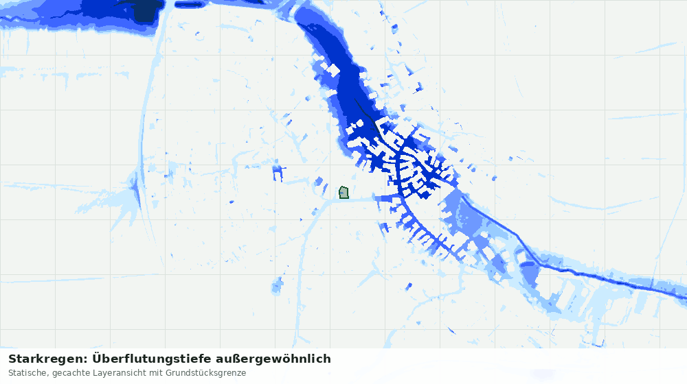 Statische Kartenansicht: Starkregen: Überflutungstiefe außergewöhnlich