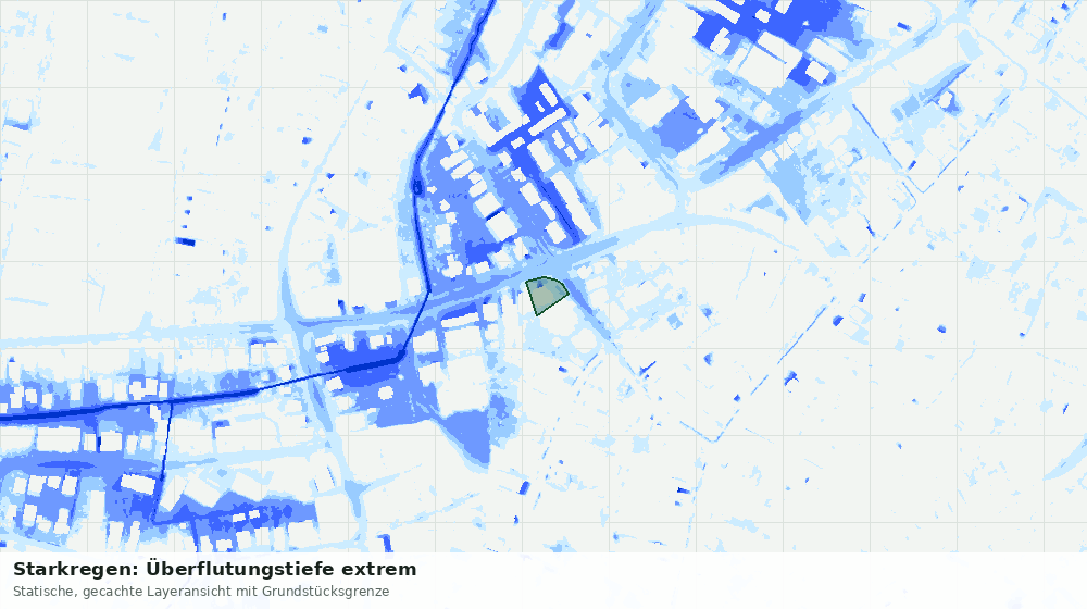 Statische Kartenansicht: Starkregen: Überflutungstiefe extrem