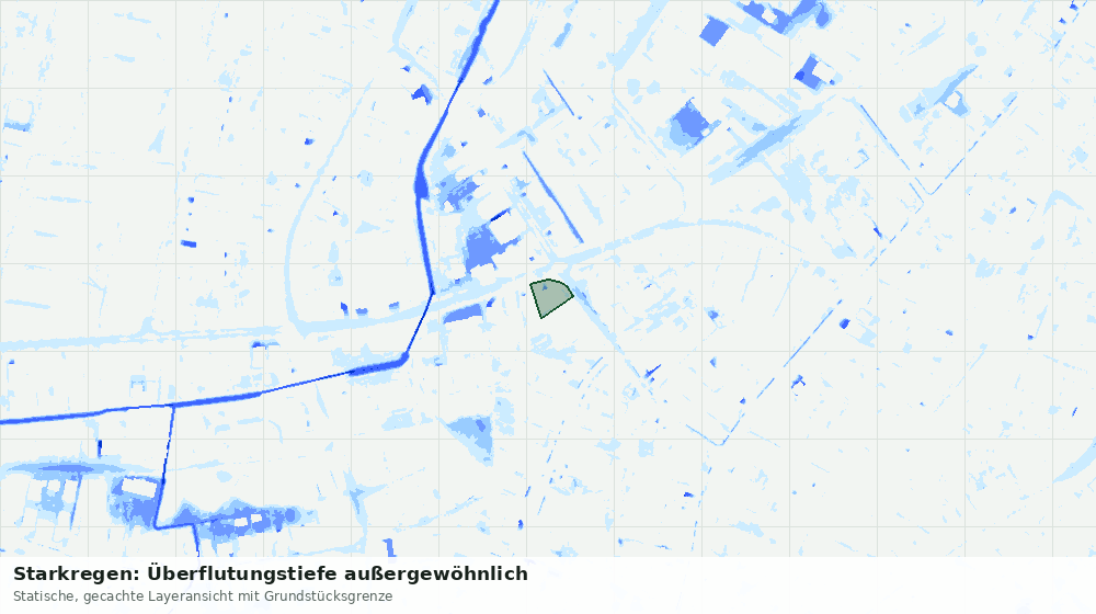 Statische Kartenansicht: Starkregen: Überflutungstiefe außergewöhnlich