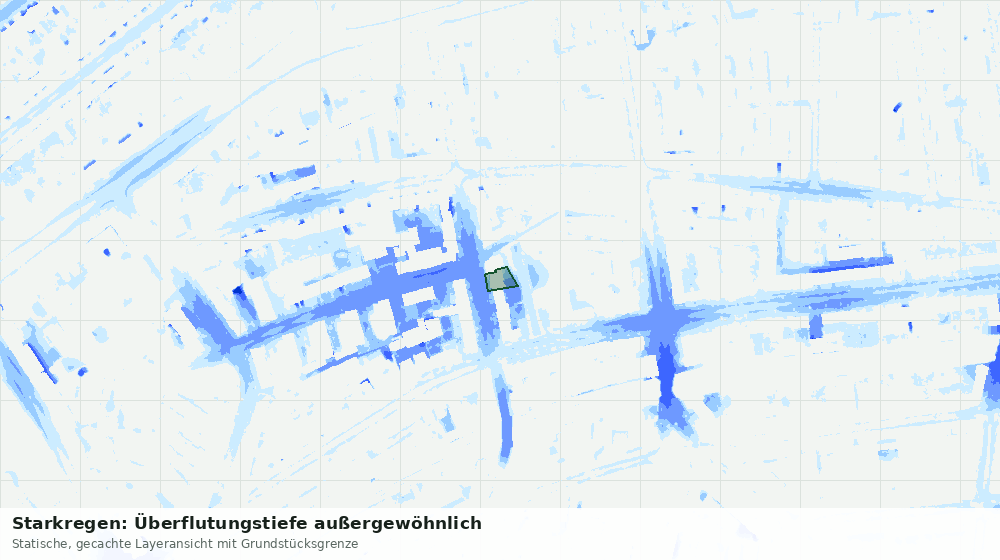 Statische Kartenansicht: Starkregen: Überflutungstiefe außergewöhnlich