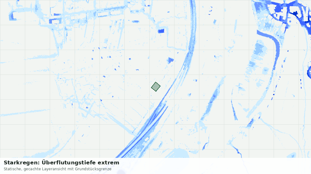 Statische Kartenansicht: Starkregen: Überflutungstiefe extrem