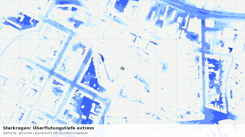 Statische Kartenansicht: Starkregen: Überflutungstiefe extrem