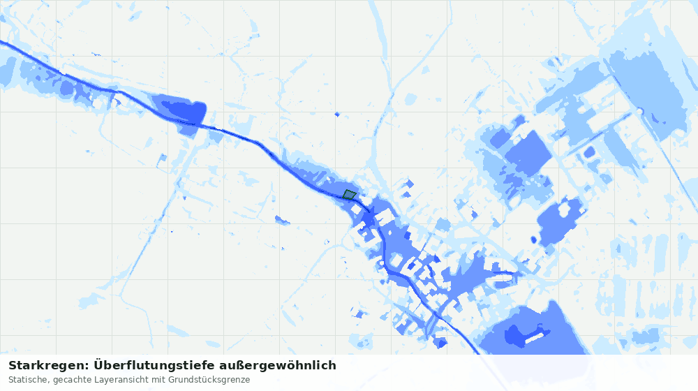 Statische Kartenansicht: Starkregen: Überflutungstiefe außergewöhnlich