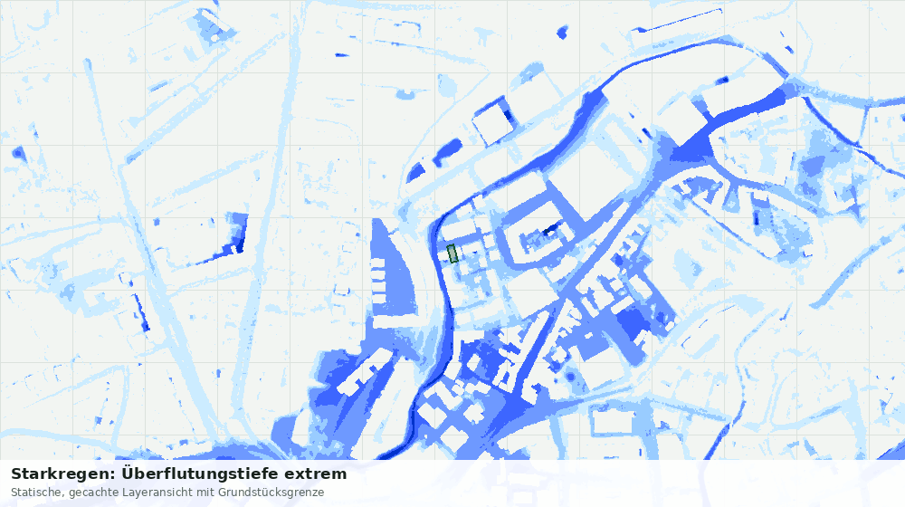 Statische Kartenansicht: Starkregen: Überflutungstiefe extrem