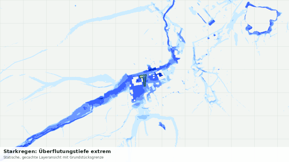 Statische Kartenansicht: Starkregen: Überflutungstiefe extrem