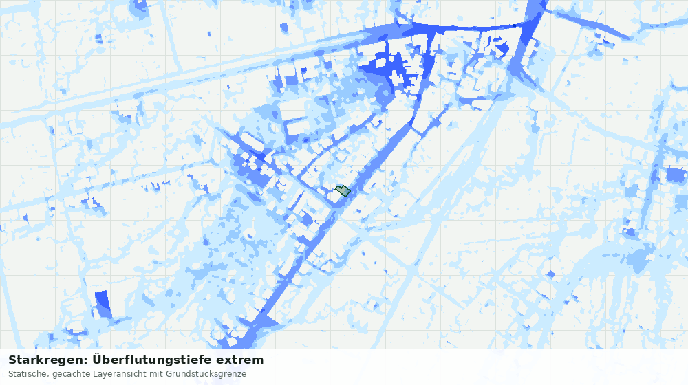 Statische Kartenansicht: Starkregen: Überflutungstiefe extrem