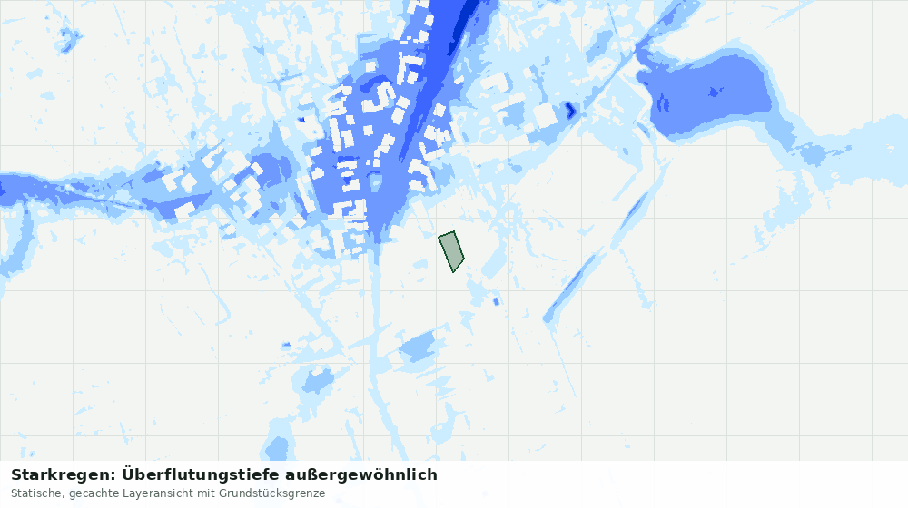 Statische Kartenansicht: Starkregen: Überflutungstiefe außergewöhnlich