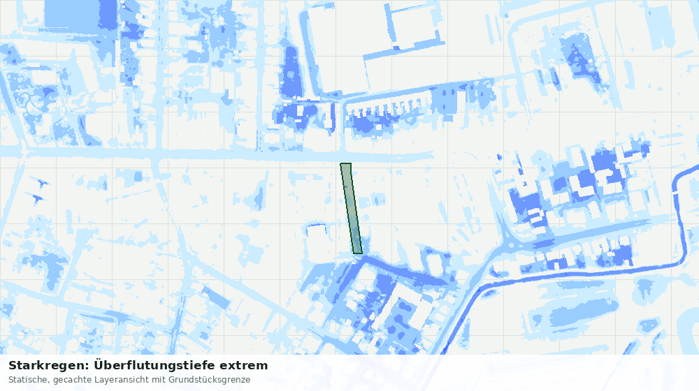 Statische Kartenansicht: Starkregen: Überflutungstiefe extrem