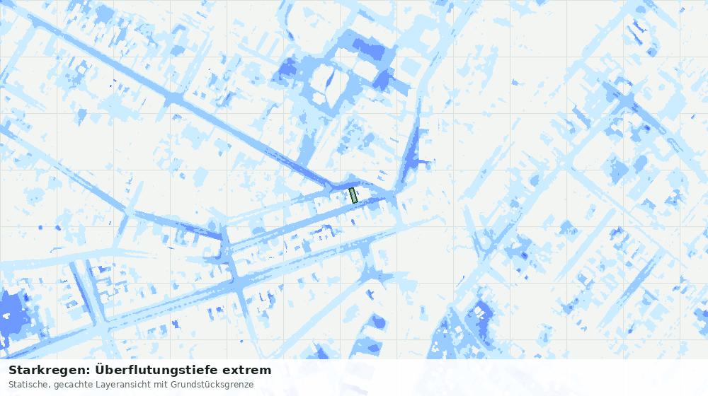 Statische Kartenansicht: Starkregen: Überflutungstiefe extrem