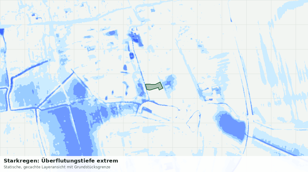 Statische Kartenansicht: Starkregen: Überflutungstiefe extrem