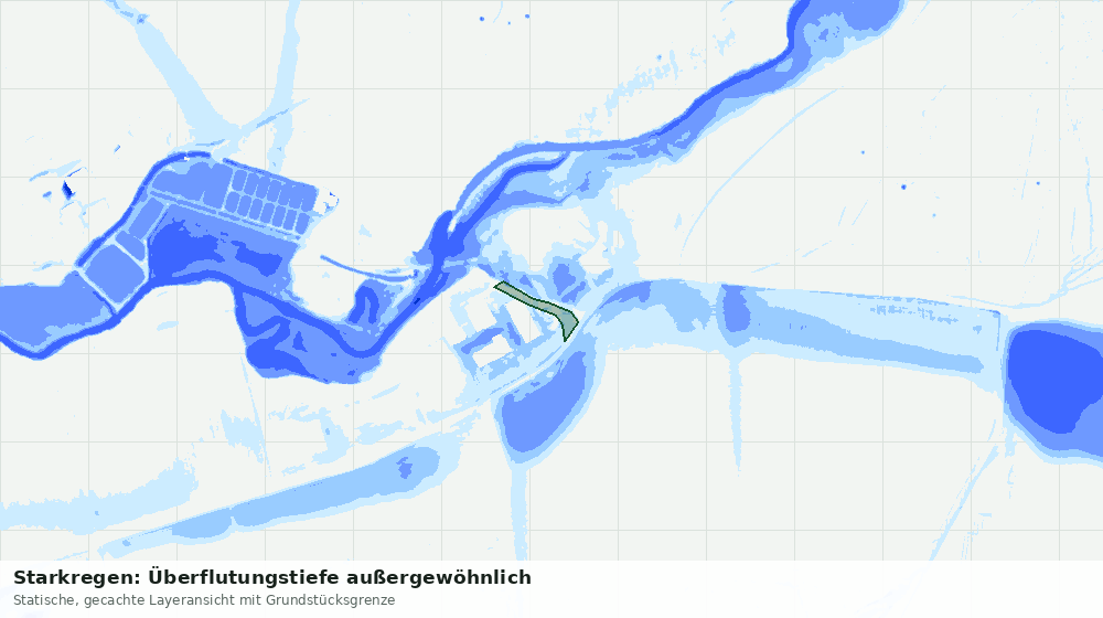 Statische Kartenansicht: Starkregen: Überflutungstiefe außergewöhnlich
