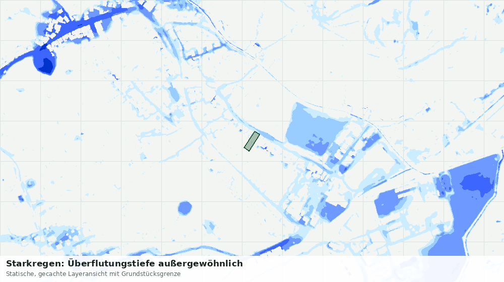 Statische Kartenansicht: Starkregen: Überflutungstiefe außergewöhnlich