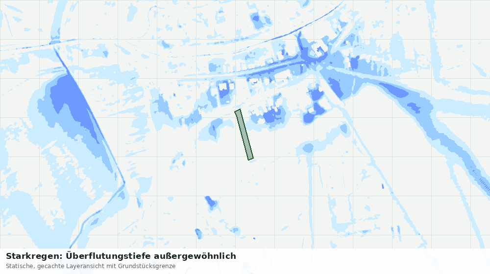 Statische Kartenansicht: Starkregen: Überflutungstiefe außergewöhnlich