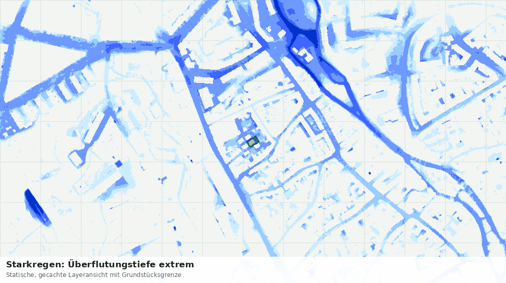 Statische Kartenansicht: Starkregen: Überflutungstiefe extrem