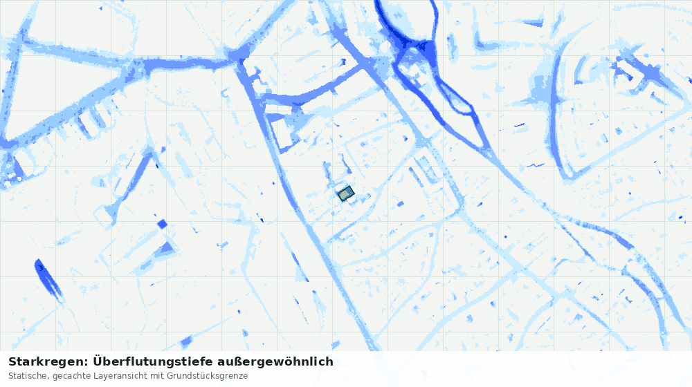 Statische Kartenansicht: Starkregen: Überflutungstiefe außergewöhnlich