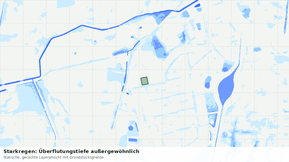 Statische Kartenansicht: Starkregen: Überflutungstiefe außergewöhnlich