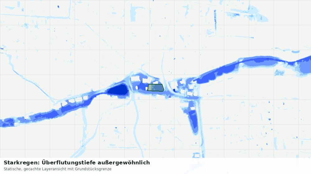 Statische Kartenansicht: Starkregen: Überflutungstiefe außergewöhnlich