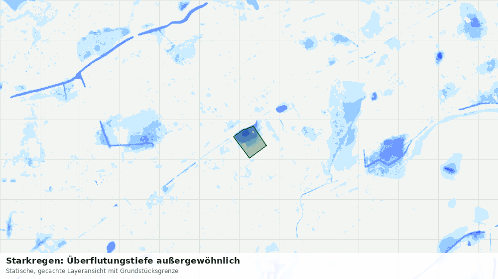 Statische Kartenansicht: Starkregen: Überflutungstiefe außergewöhnlich