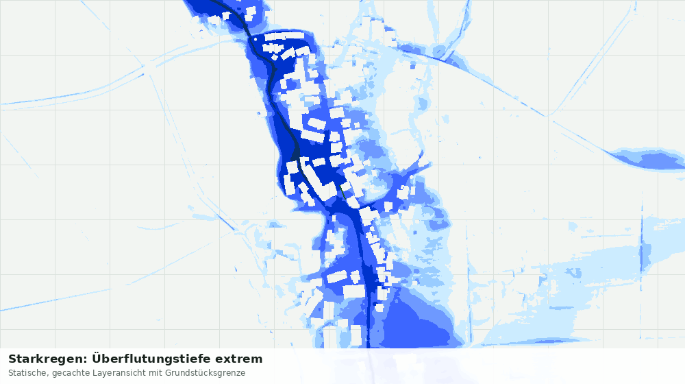 Statische Kartenansicht: Starkregen: Überflutungstiefe extrem