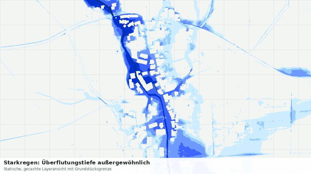 Statische Kartenansicht: Starkregen: Überflutungstiefe außergewöhnlich