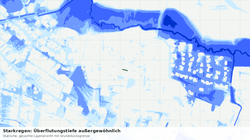Statische Kartenansicht: Starkregen: Überflutungstiefe außergewöhnlich