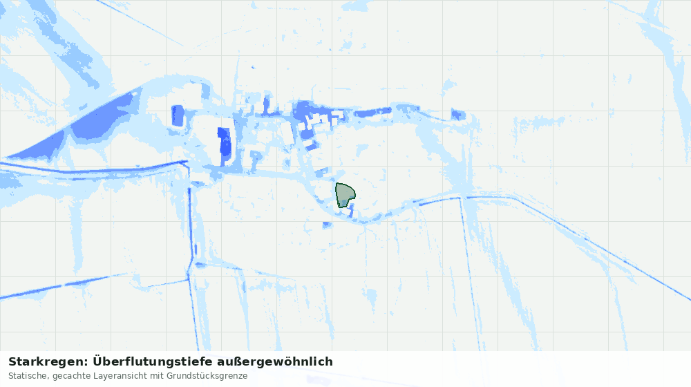 Statische Kartenansicht: Starkregen: Überflutungstiefe außergewöhnlich