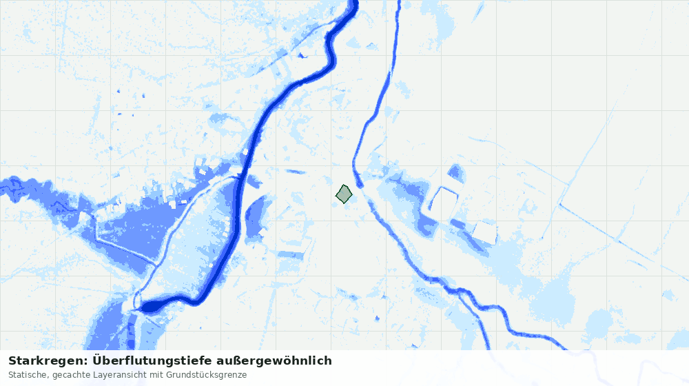 Statische Kartenansicht: Starkregen: Überflutungstiefe außergewöhnlich