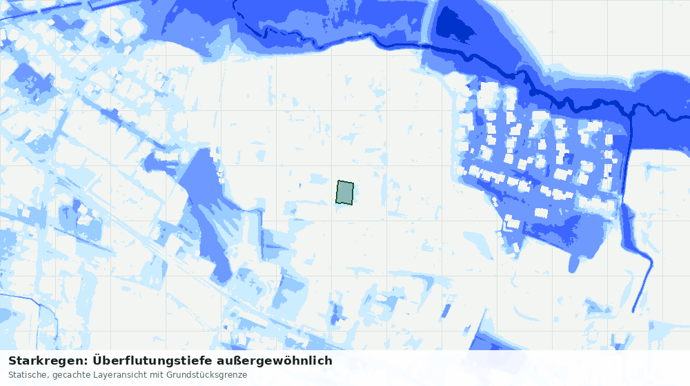 Statische Kartenansicht: Starkregen: Überflutungstiefe außergewöhnlich