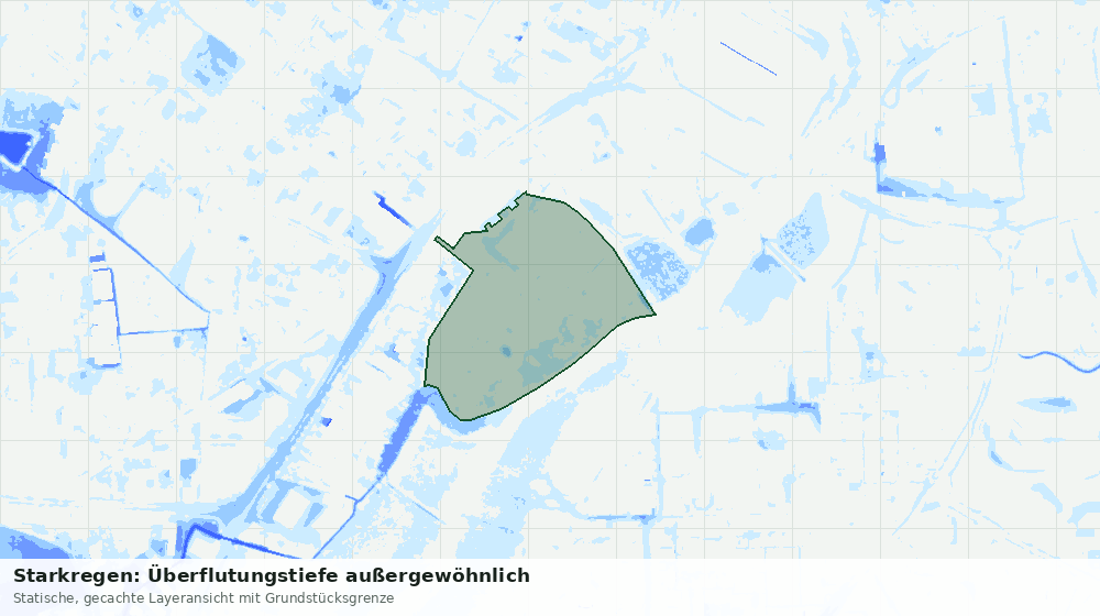 Statische Kartenansicht: Starkregen: Überflutungstiefe außergewöhnlich