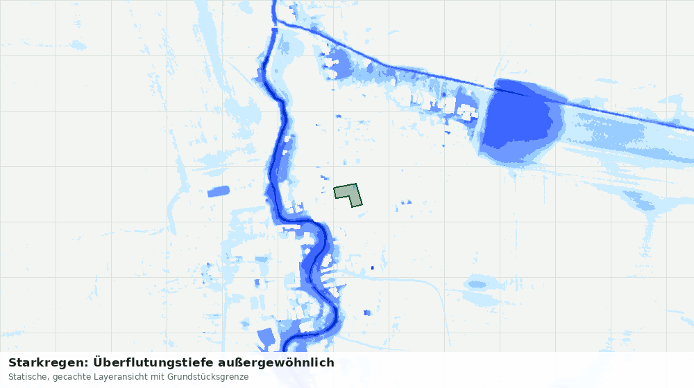 Statische Kartenansicht: Starkregen: Überflutungstiefe außergewöhnlich