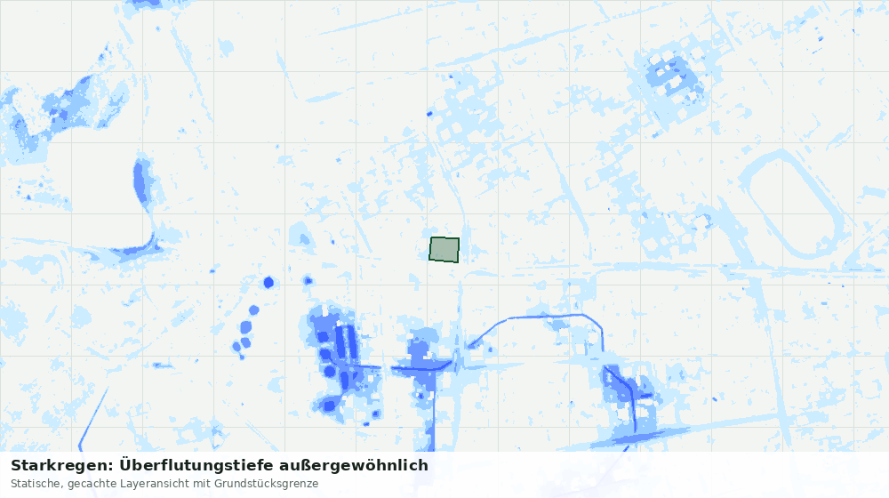 Statische Kartenansicht: Starkregen: Überflutungstiefe außergewöhnlich