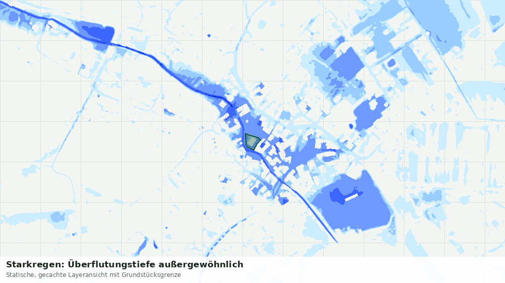 Statische Kartenansicht: Starkregen: Überflutungstiefe außergewöhnlich