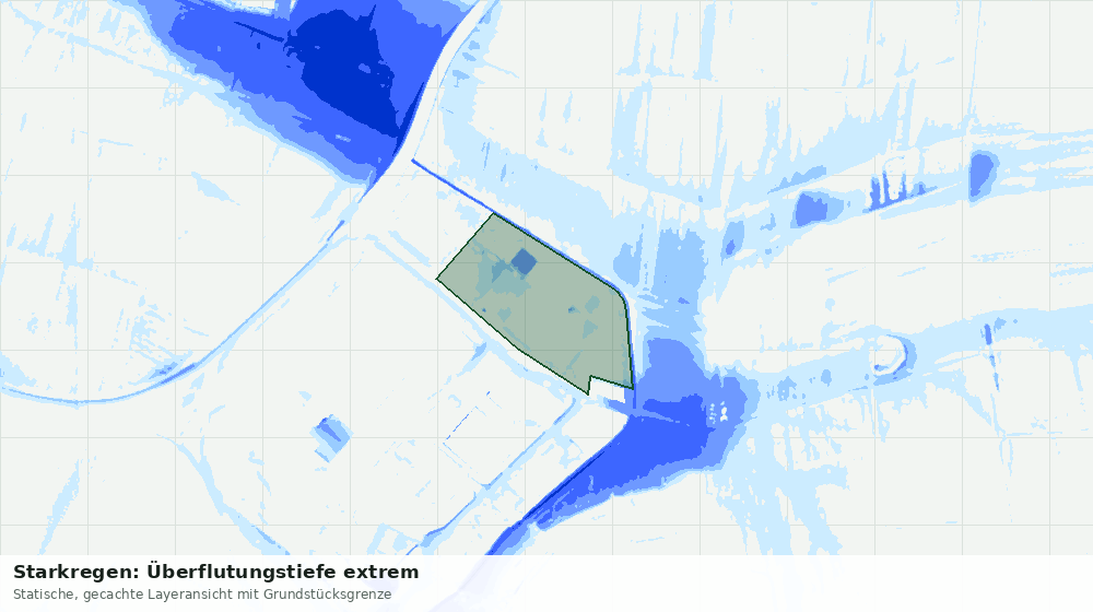 Statische Kartenansicht: Starkregen: Überflutungstiefe extrem