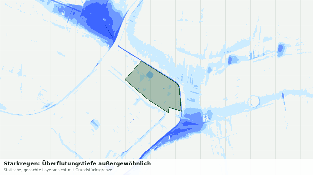 Statische Kartenansicht: Starkregen: Überflutungstiefe außergewöhnlich