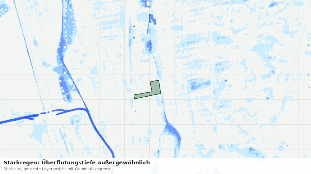 Statische Kartenansicht: Starkregen: Überflutungstiefe außergewöhnlich