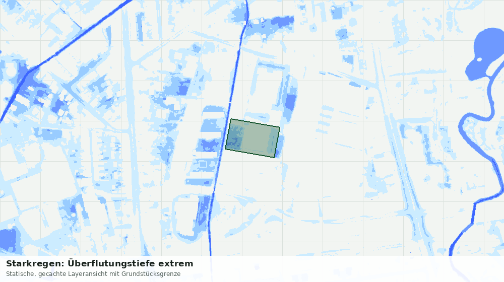 Statische Kartenansicht: Starkregen: Überflutungstiefe extrem