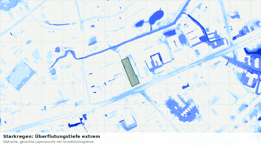 Statische Kartenansicht: Starkregen: Überflutungstiefe extrem