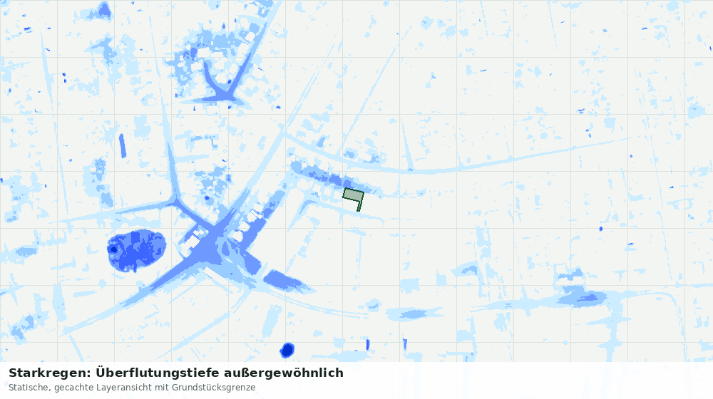 Statische Kartenansicht: Starkregen: Überflutungstiefe außergewöhnlich