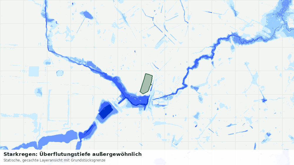 Statische Kartenansicht: Starkregen: Überflutungstiefe außergewöhnlich
