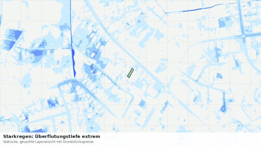 Statische Kartenansicht: Starkregen: Überflutungstiefe extrem