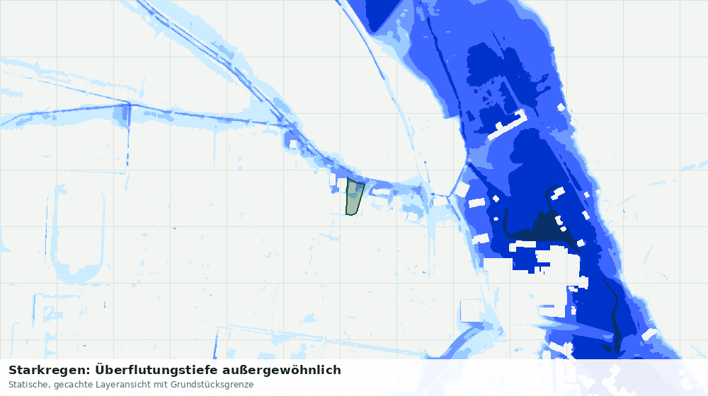 Statische Kartenansicht: Starkregen: Überflutungstiefe außergewöhnlich