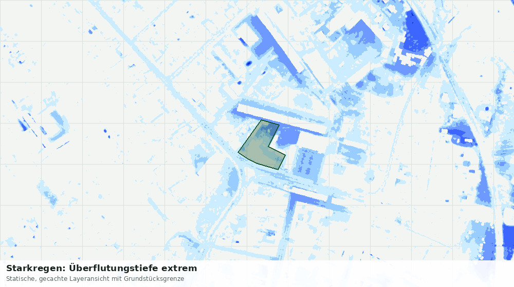 Statische Kartenansicht: Starkregen: Überflutungstiefe extrem