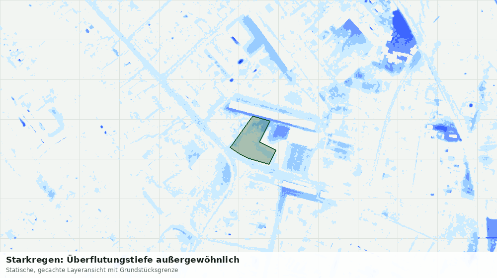 Statische Kartenansicht: Starkregen: Überflutungstiefe außergewöhnlich
